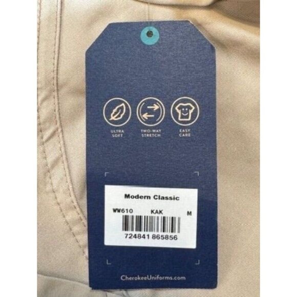 Cherokee Revolution Modern Classic Scrub‎ Top Women Small Khaki Medical NEW - Picture 5 of 11